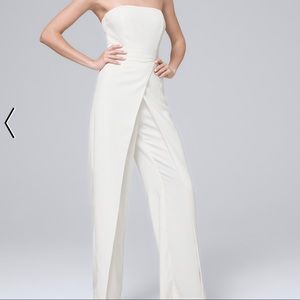 CONVERTIBLE WHITE STRAPLESS SPLIT-LEG JUMPSUIT